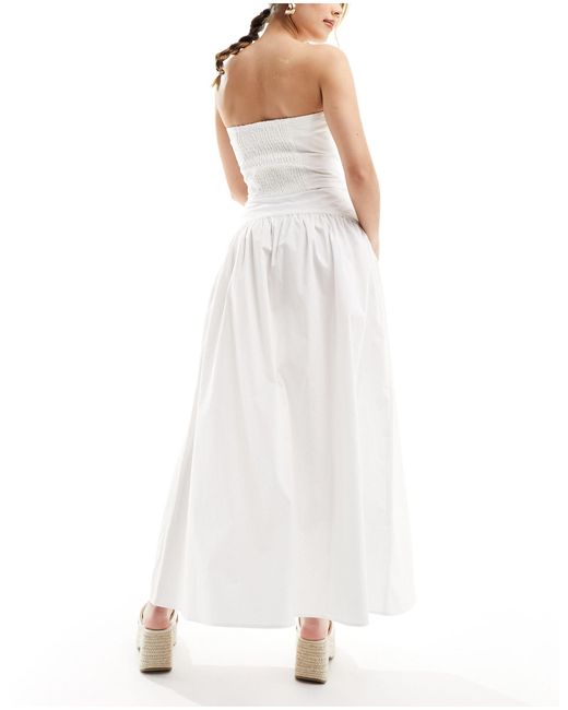 ASOS White Dropped Waist Cotton Poplin Maxi Skirt