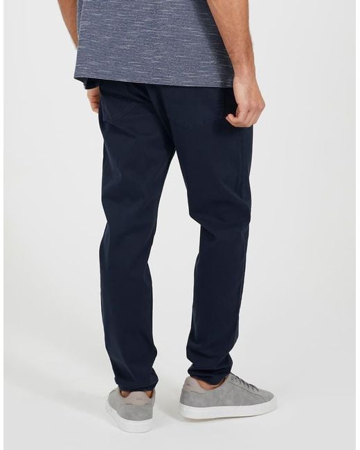 Brave Soul Blue Cotton Twill Chino Trousers for men