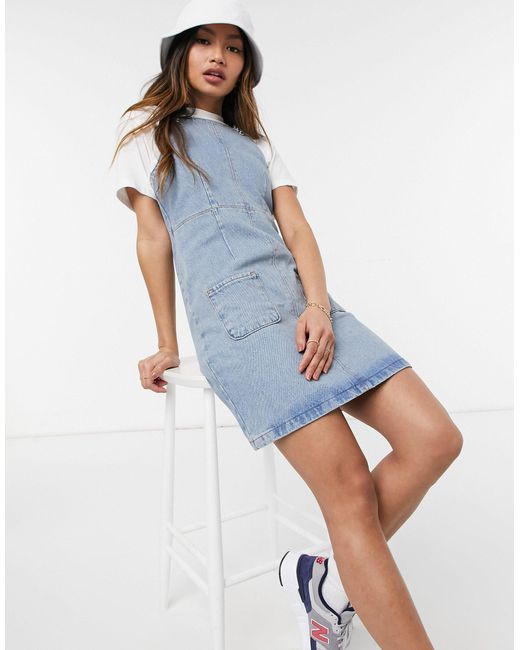 Pichi vaquero con lavado medio ASOS de Denim de color Azul - Lyst