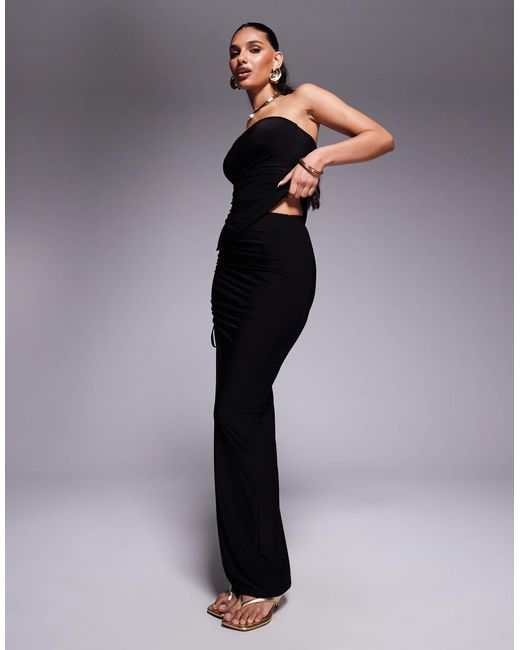 Kaiia Black – exclusive – doppellagiges, anschmiegsames, gerafftes bandeau-oberteil