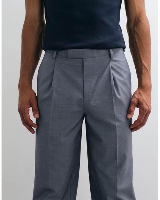 ASOS Blue Relaxed Tapered Suit Trouser for men