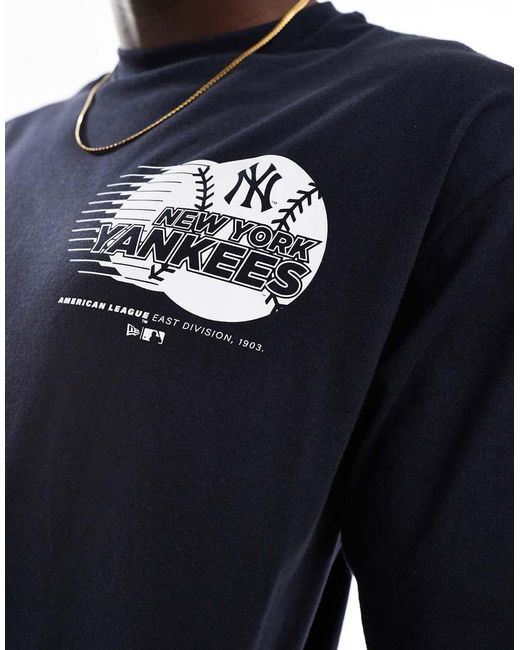 KTZ Blue Ny Yankees Baseball Graphic Motif T-shirt for men