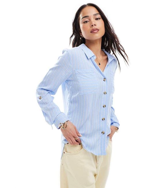 Camicia A Maniche Lunghe A Righe di ONLY in Blue
