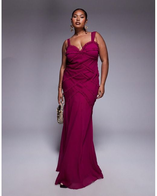 ASOS Purple Asos Design Curve Cami Ruffle Detail Maxi Dress