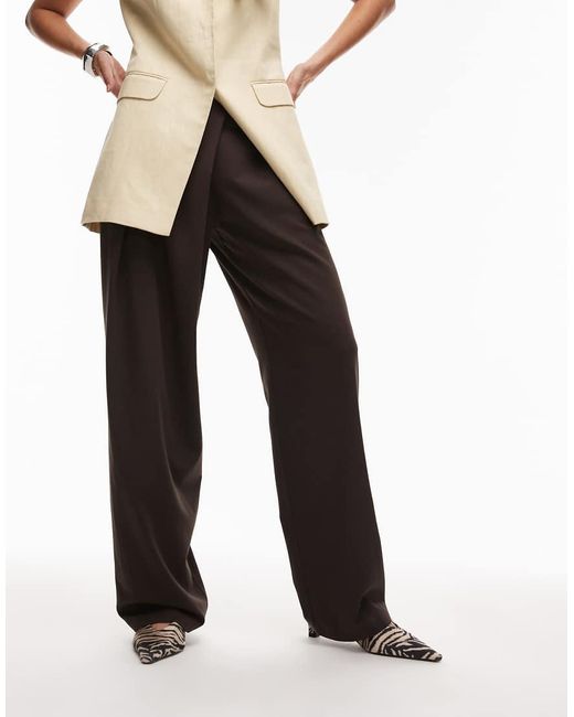 ASOS Elegante Broek Met Taille Met Overslag En Wijde Pijpen in het Black