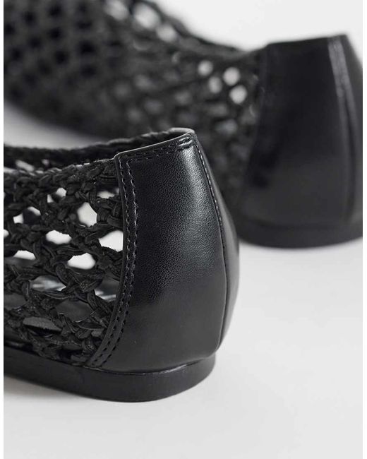 Public Desire Black Rhodes Woven Ballet Flats