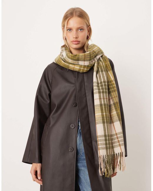 Mango Brown Checked Scarf