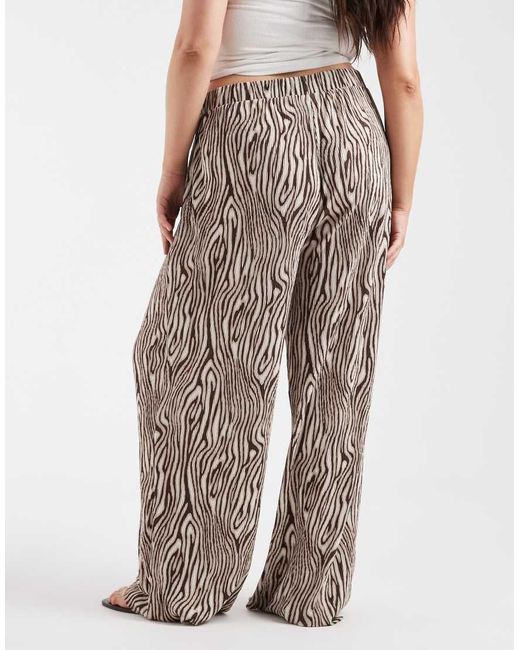 Pieces Plus Brown Pieces Curve Wide Leg Plisse Pants