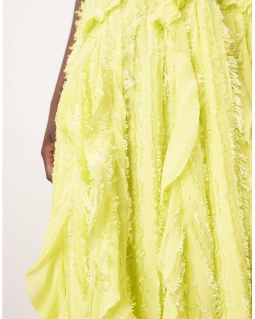 ARRANGE Getextureerde Cami Midi-Jurk Met Ruches in het Yellow