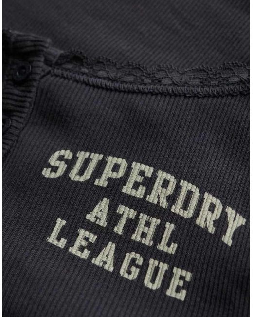 Superdry Blue Athletic Essentials Graphic Button Cami Top