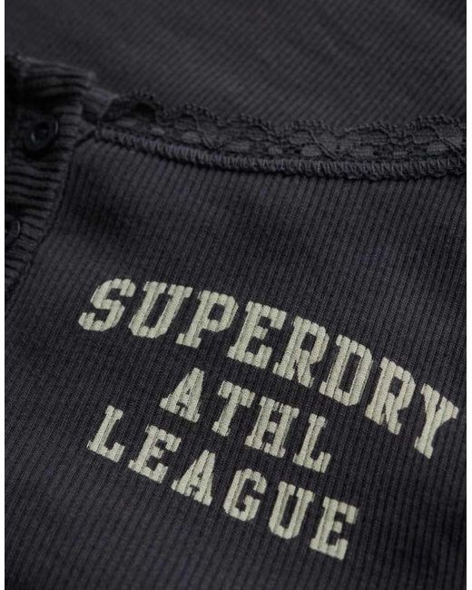 Superdry Blue Athletic Essentials Graphic Button Cami Top