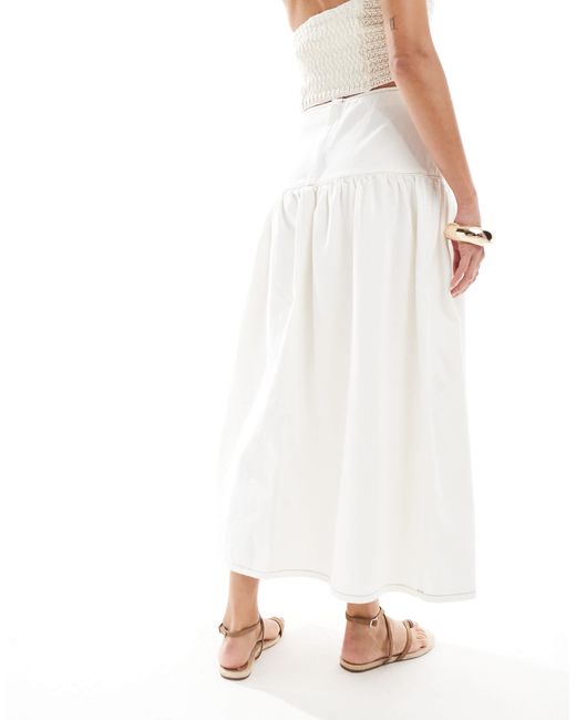 Jupe en jean longue avec taille basse - écru ASOS en coloris White