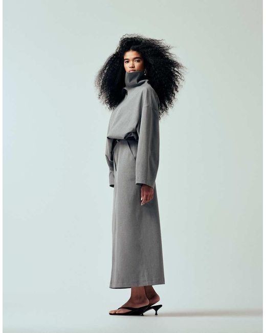 ASOS Gray Tailored Pencil Maxi Skirt
