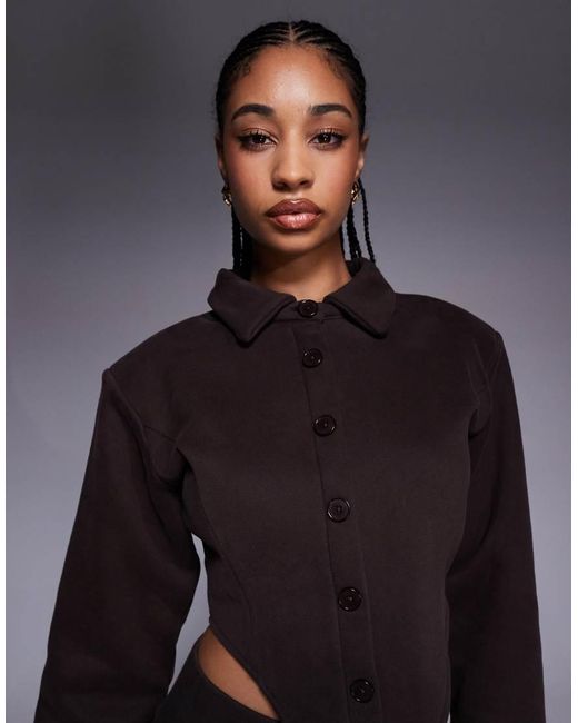 Wanderdoll Blue Hattie Cotton Blend Tailored Collared Corset Detail Shirt Co-ord