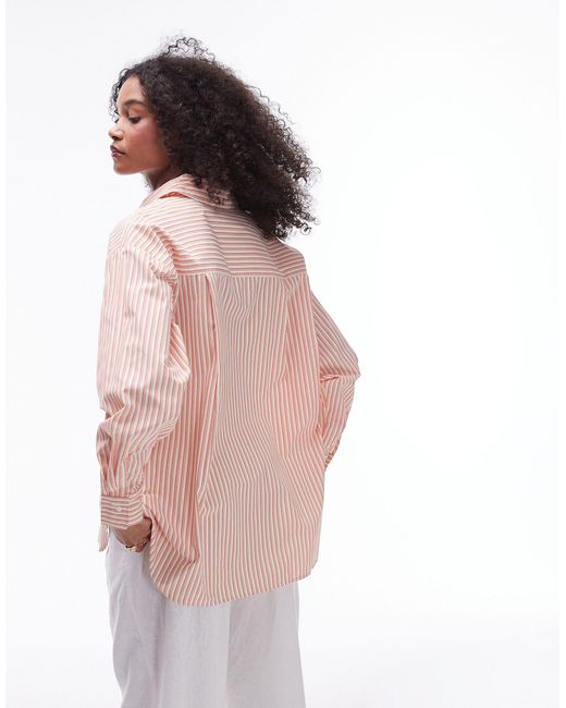 TOPSHOP Pink Oversized Stripe Shirt