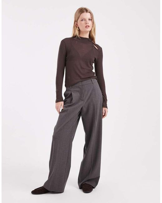 ASOS Purple Funnel Neck Button Detail Long Sleeve