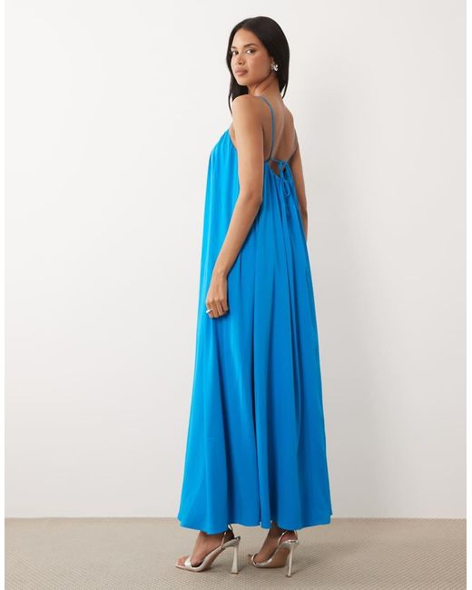 ASOS Blue Strappy Cami Maxi Trapeze Dress