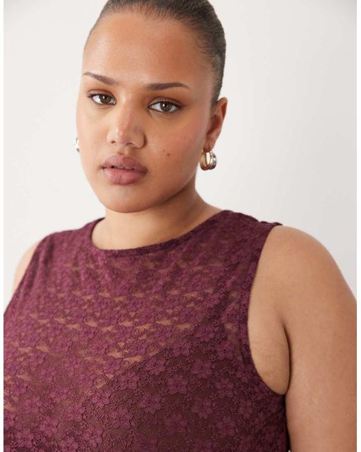 ASOS Red Asos Design Curve Lace Tank Top