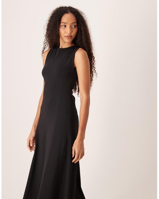 ASOS Black Cotton Sleeveless Midi Dress