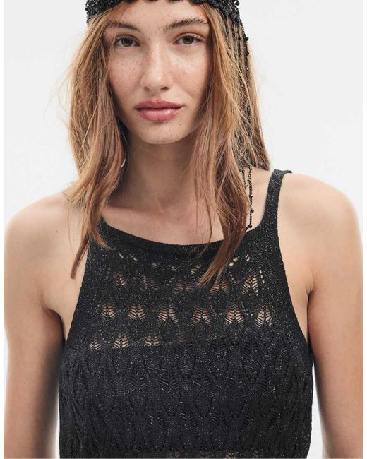Stradivarius White Cutwork Knit Dress