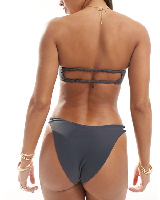 ASOS Blue Ashley Ring Bandeau Bikini Top With Scrunch Back