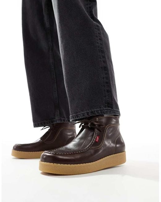 Levi's Black Lace Up Leather Boots With Gumsole for men