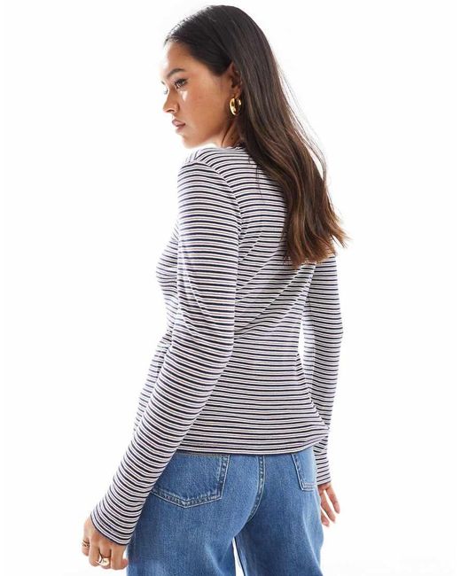 Levi's Blue Small Batwing Logo Stripe Long Sleeve T-Shirt