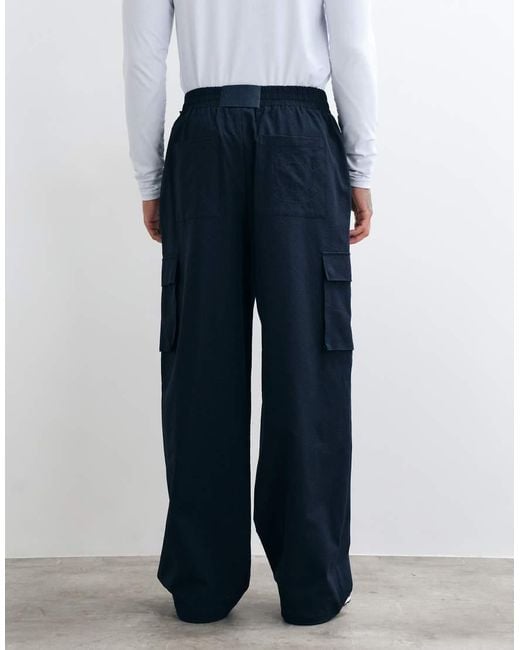 CERNUCCI Blue Textured Nylon Utility Cargo Pants for men