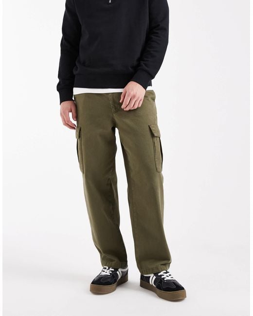 ASOS Black Relaxed Tapered Cargo Trousers for men
