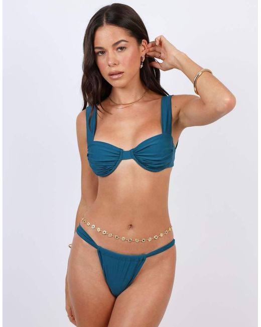 SIMMI Blue Ruched Cup Bikini Top