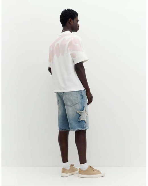 Pull&Bear White Stwd Graffiti Logo T-Shirt for men