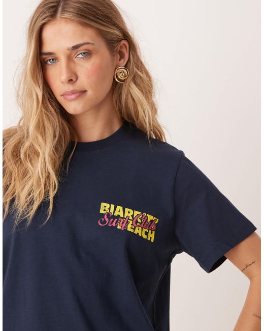 ASOS Blue Regular Fit T-shirt With Biarritz Shell Graphic