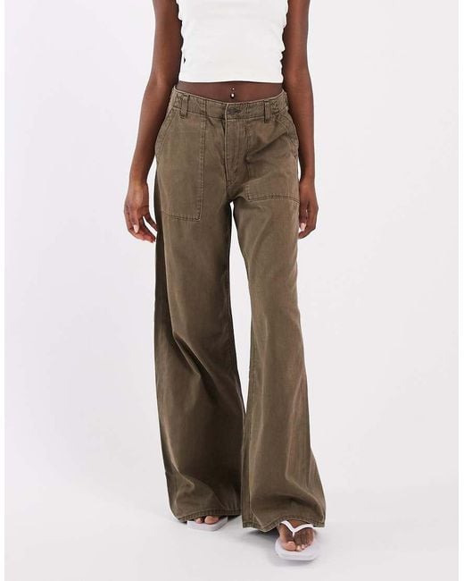 Levi's Brown Cinch Wide Leg Fatigue Linen Mix Trousers