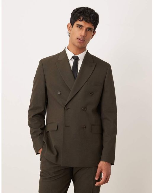 ASOS Gray Double Breasted Regular Suit Jacket for men