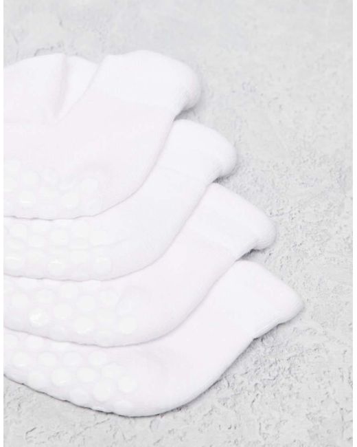 4505 White 2 Pack Pilates Grip Ankle Sock