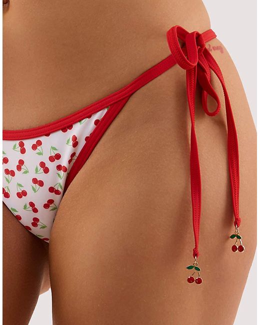 Peek & Beau Orange Cherry And Tie Side Bikini Brief