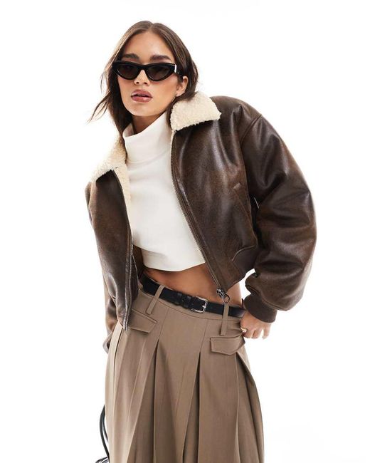 ASOS Brown Cropped Flight Jacket