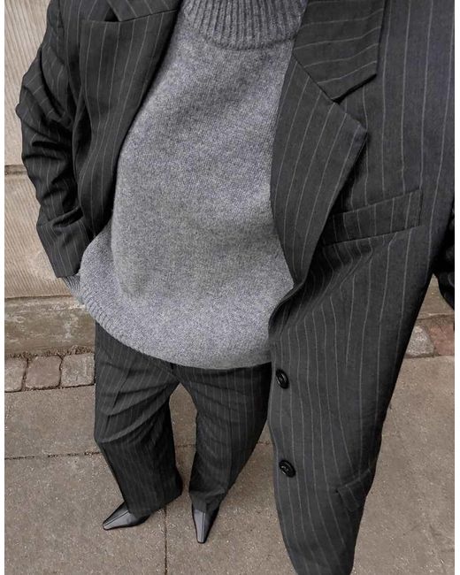 NA-KD Gray Knitted Wool Sweater