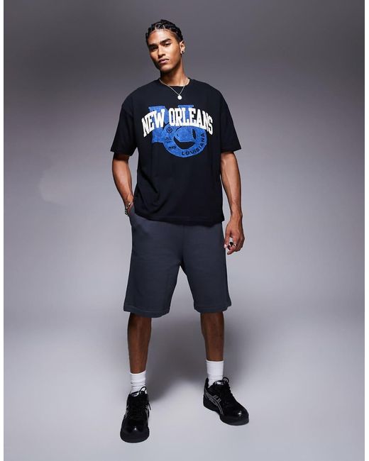 ASOS Blue Oversized T-Shirt With City Graphic for men