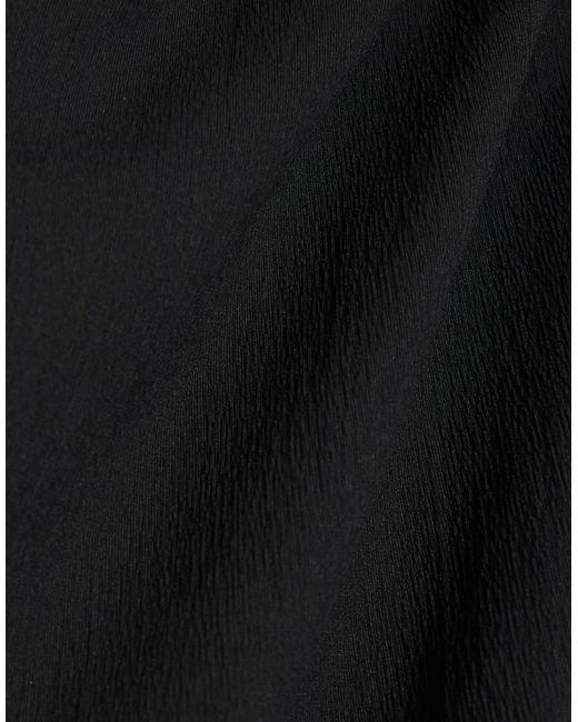 River Island Black Short Sleeve Draped High Neck Top