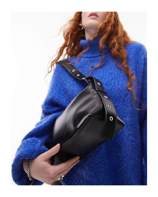 TOPSHOP Blue Sophie Shoulder Bag With Flap