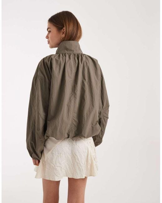 ASOS Brown Oversized Bubble Hem Track Jacket