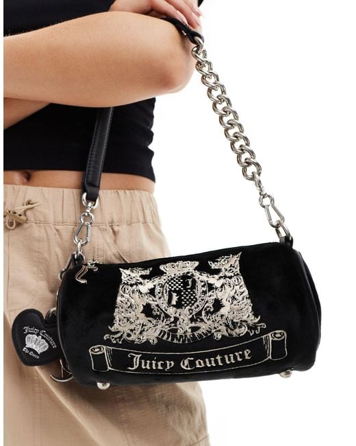 Juicy Couture Black Velour Barrel Bag