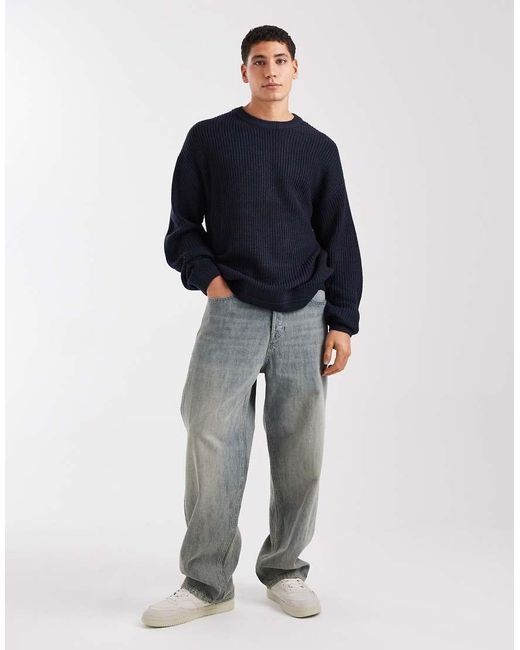 Jack & Jones Blue Oversize Chunky Knit Jumper for men