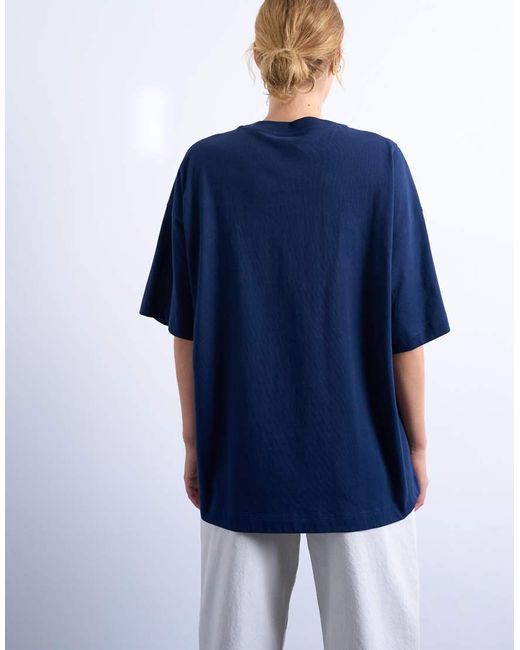 T-Shirt Oversize Con Spalle Scivolate di TOPSHOP in Blue
