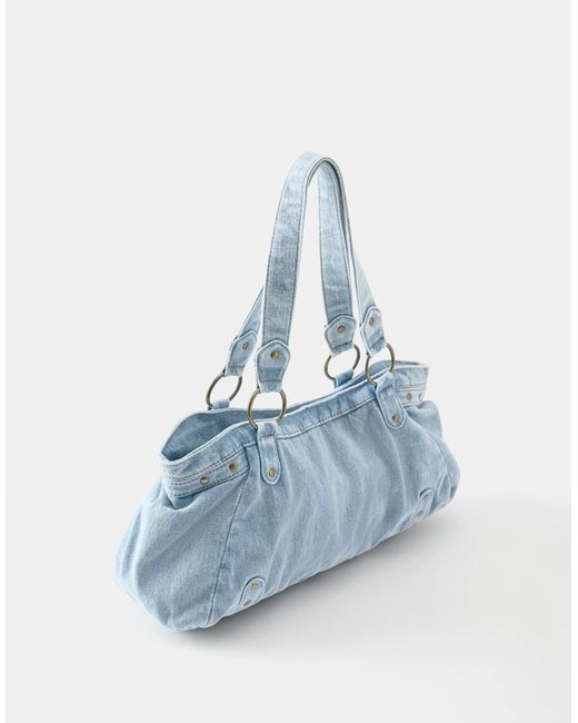 Pull&Bear Blue Denim-shopper mit ringen