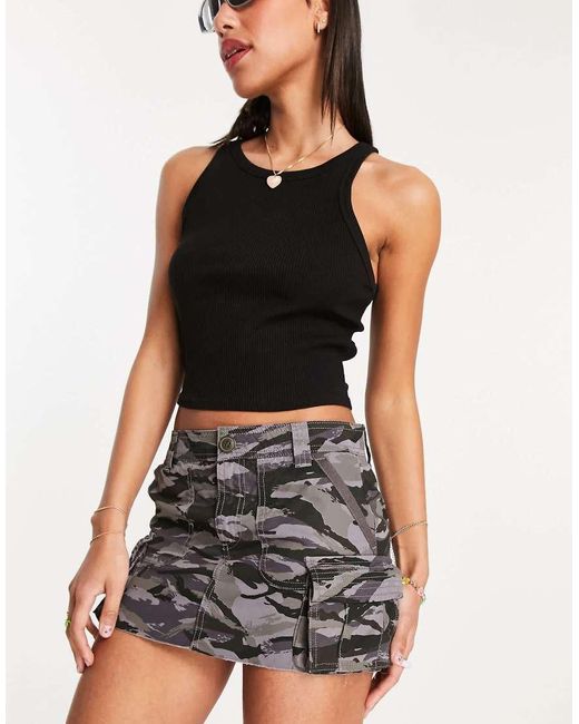 Superdry Black Vintage Utility Para Skirt