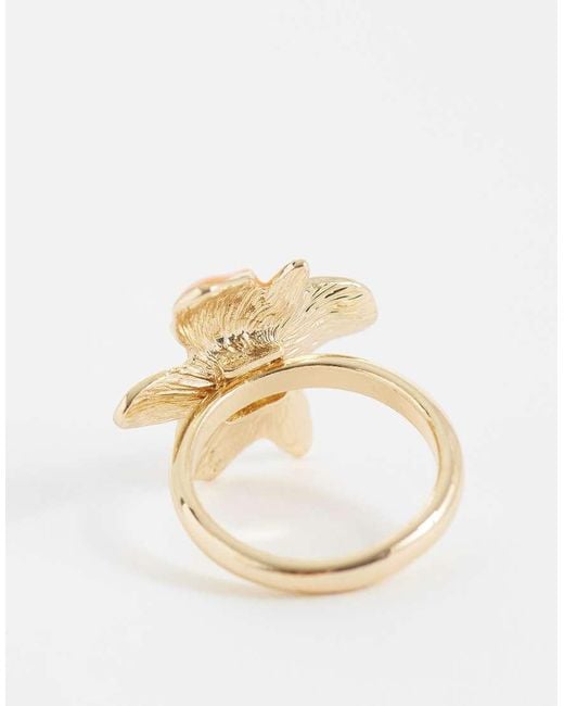ASOS Red Asos Design Curve Ring With Flower Design