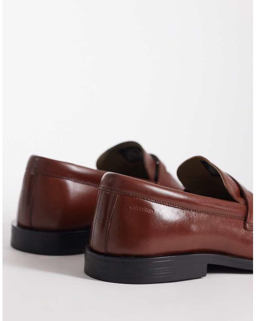 Calvin Klein Brown Leather Loafers for men