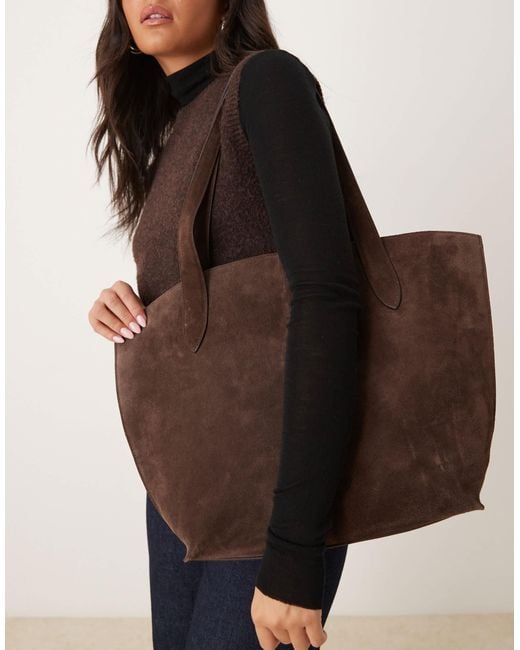 Mango Brown Leather Shouder Bag With Inner Pocket Bag